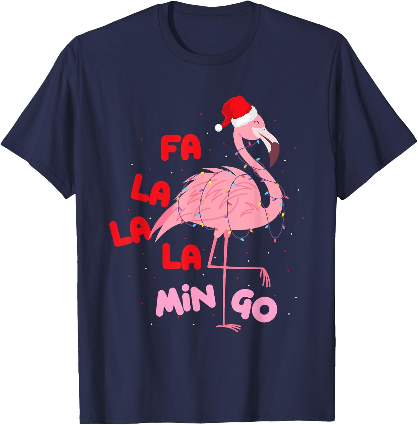 Fa La La La Mingo - Cute Flamingo Christmas Xmas T-Shirt - T-Shirt | Navy