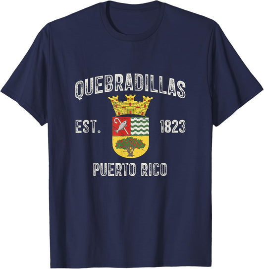 Quebradillas In Puerto Rico Est 1823, Quebradillas Armorial T-Shirt - T-Shirt | Navy