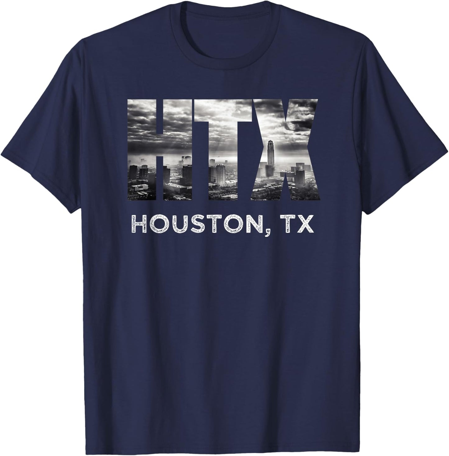 HTX City of Houston Skyline Art Downtown Texas Souvenir Gift T-Shirt - T-Shirt | Navy