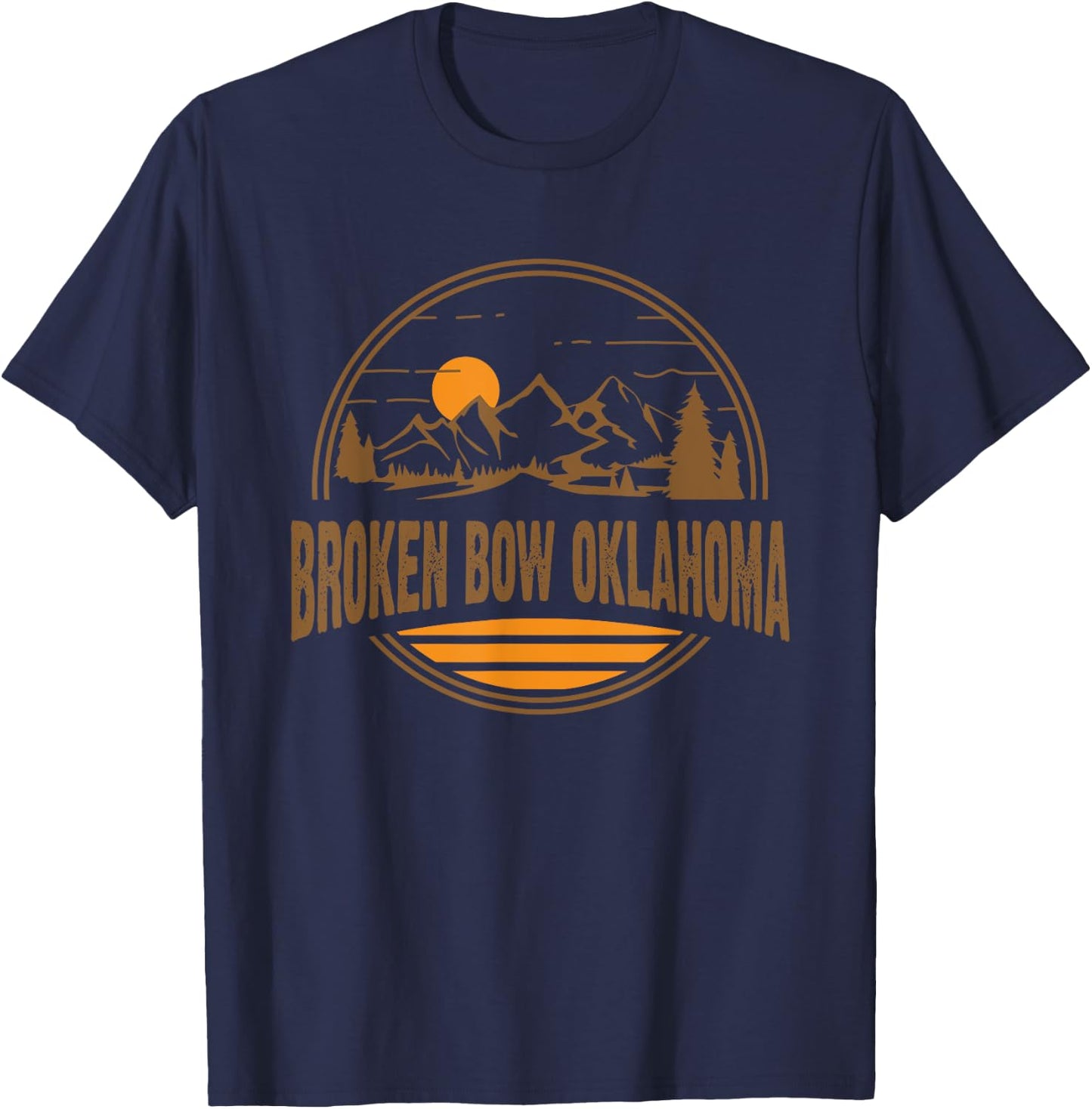 Vintage Broken Bow, Oklahoma Mountain Hiking Souvenir Print T-Shirt - T-Shirt | Navy