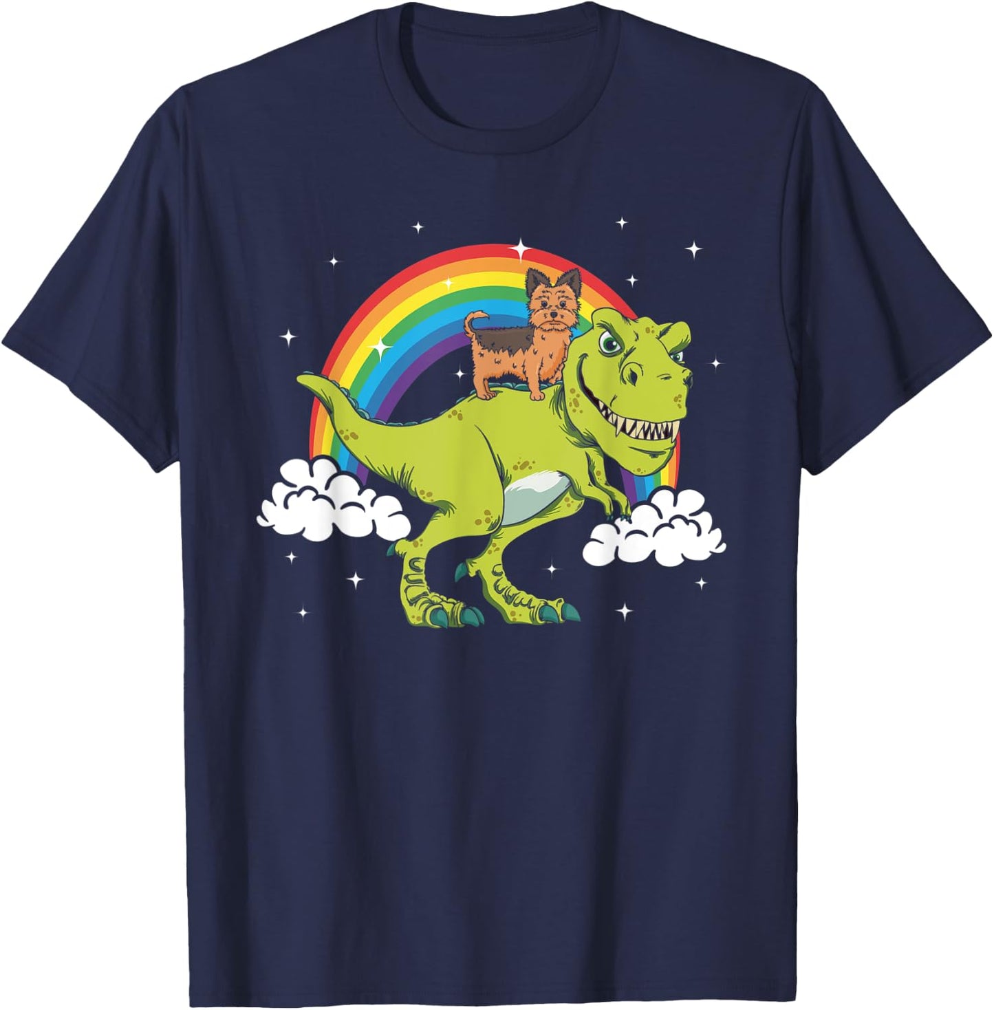 Yorkshire Terrier Yorkie Dog T Rex Dinosaur Tyrannosaurus Men Women Kids T-Shirt - T-Shirt | Navy