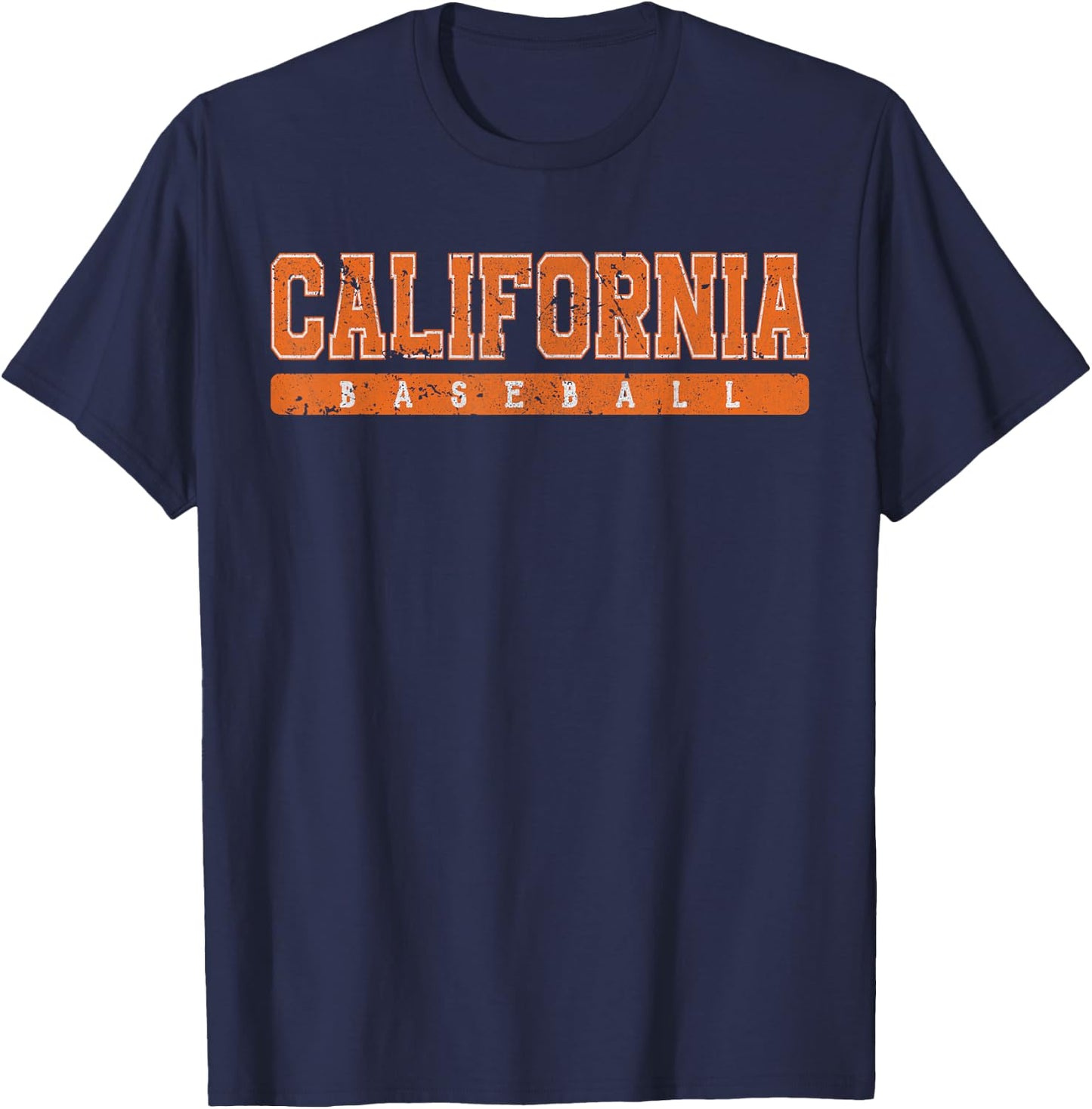 California Baseball Orange Vintage Text T-Shirt - T-Shirt | Navy