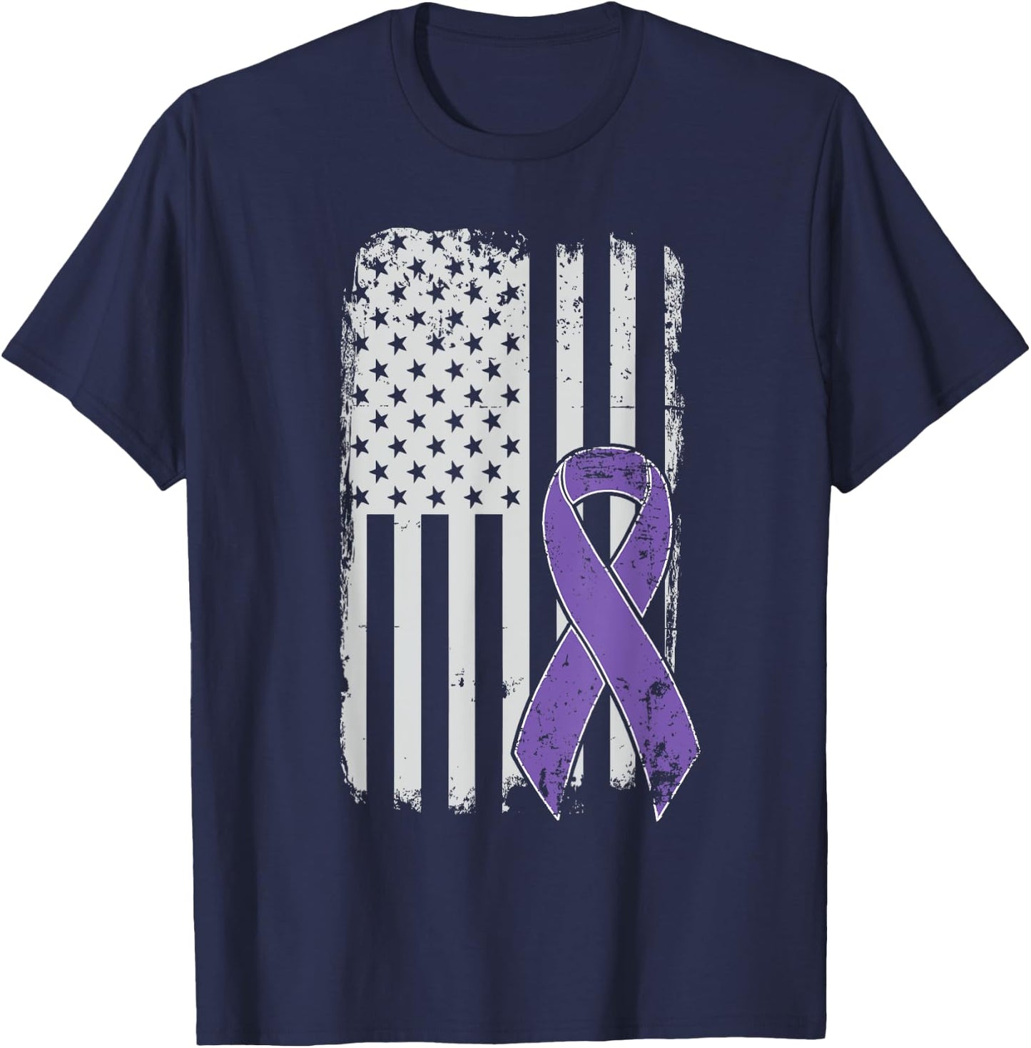 Testicular Cancer Awareness - Vintage USA American Flag T-Shirt - T-Shirt | Navy