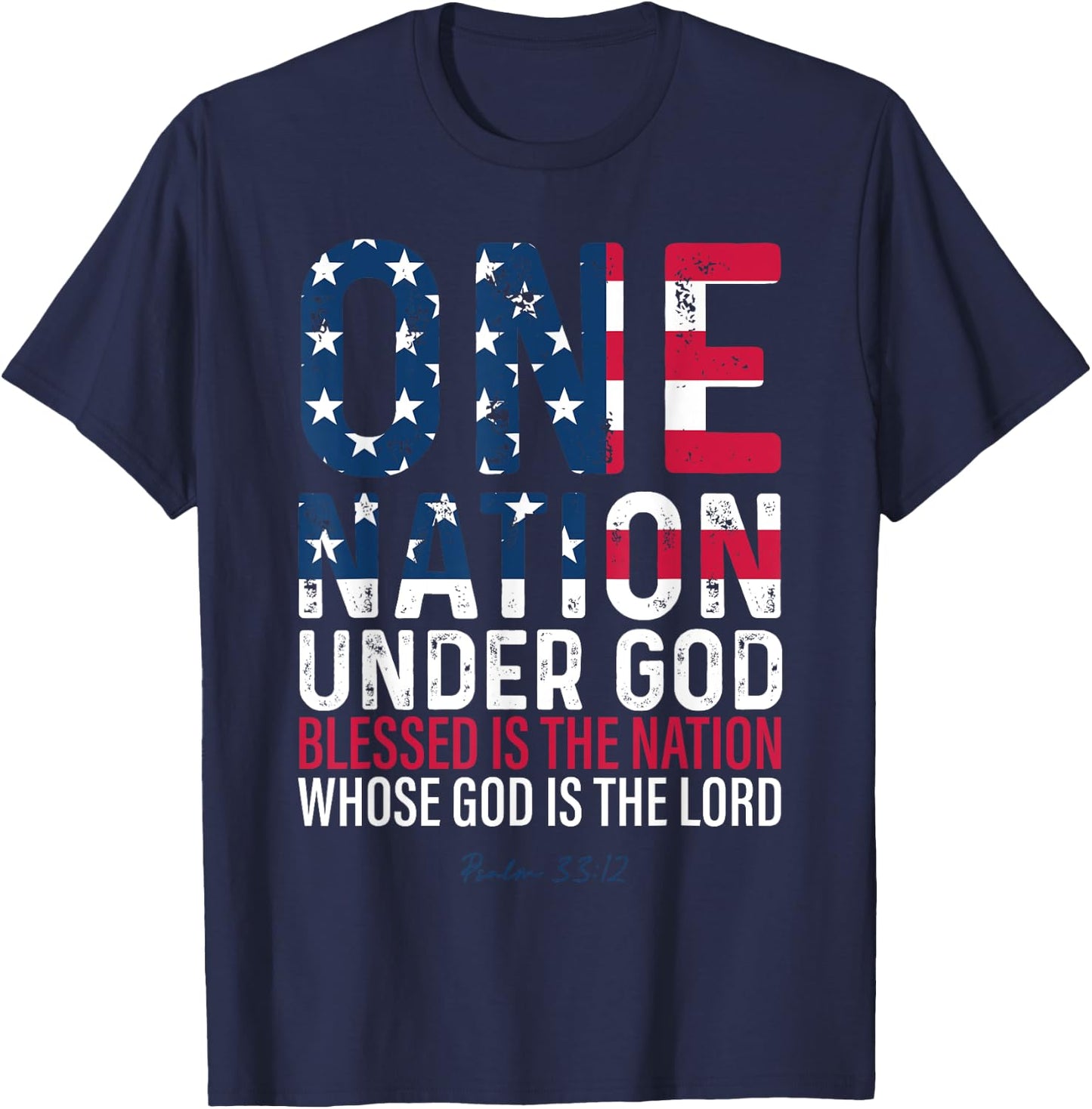 One Nation Under God Blessed Is The Nation Whose God Vintage T-Shirt - T-Shirt | Navy