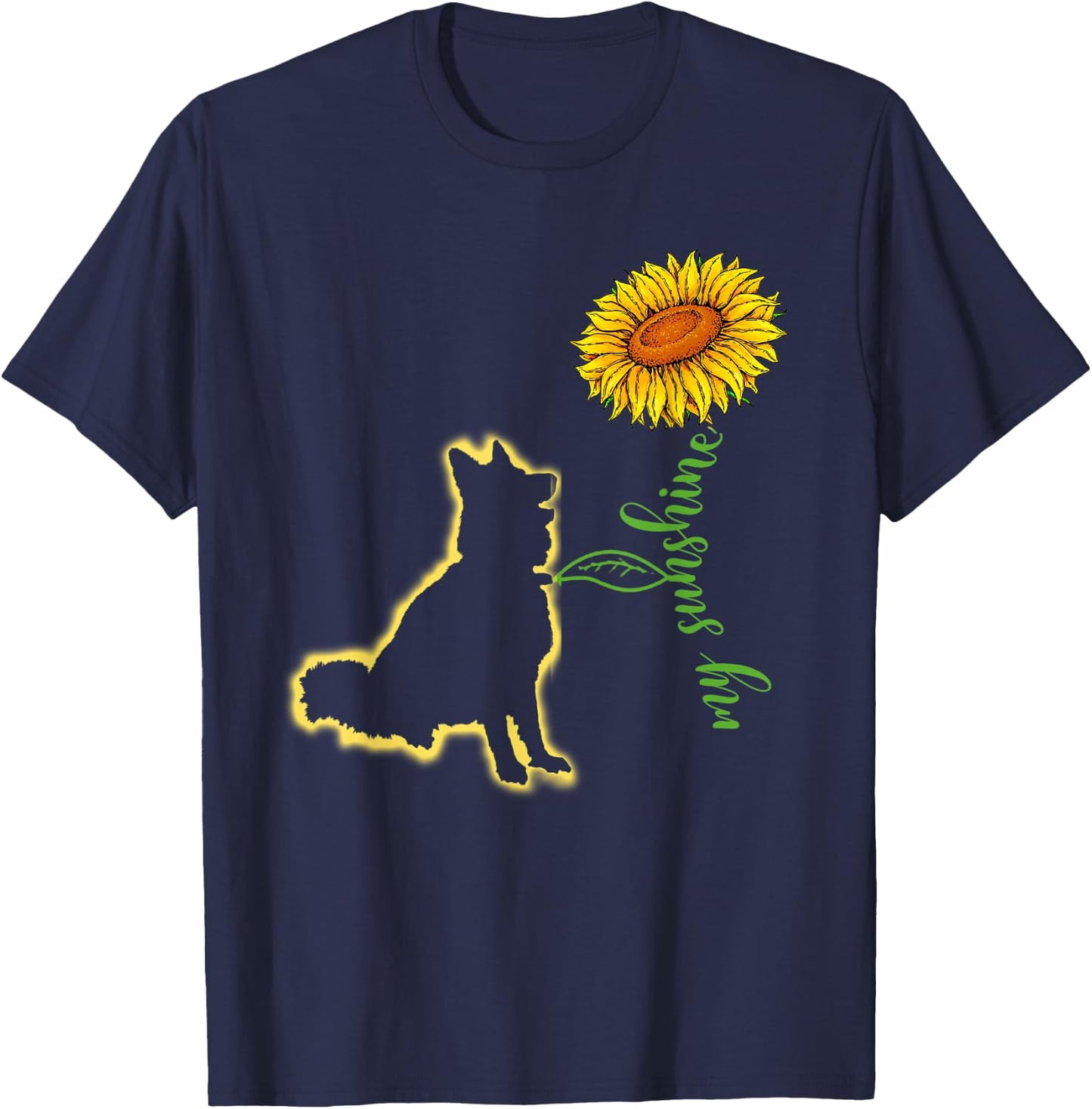 Dog Lover My Sunshine Sunflower Dog Women Kids T-Shirt - T-Shirt | Navy
