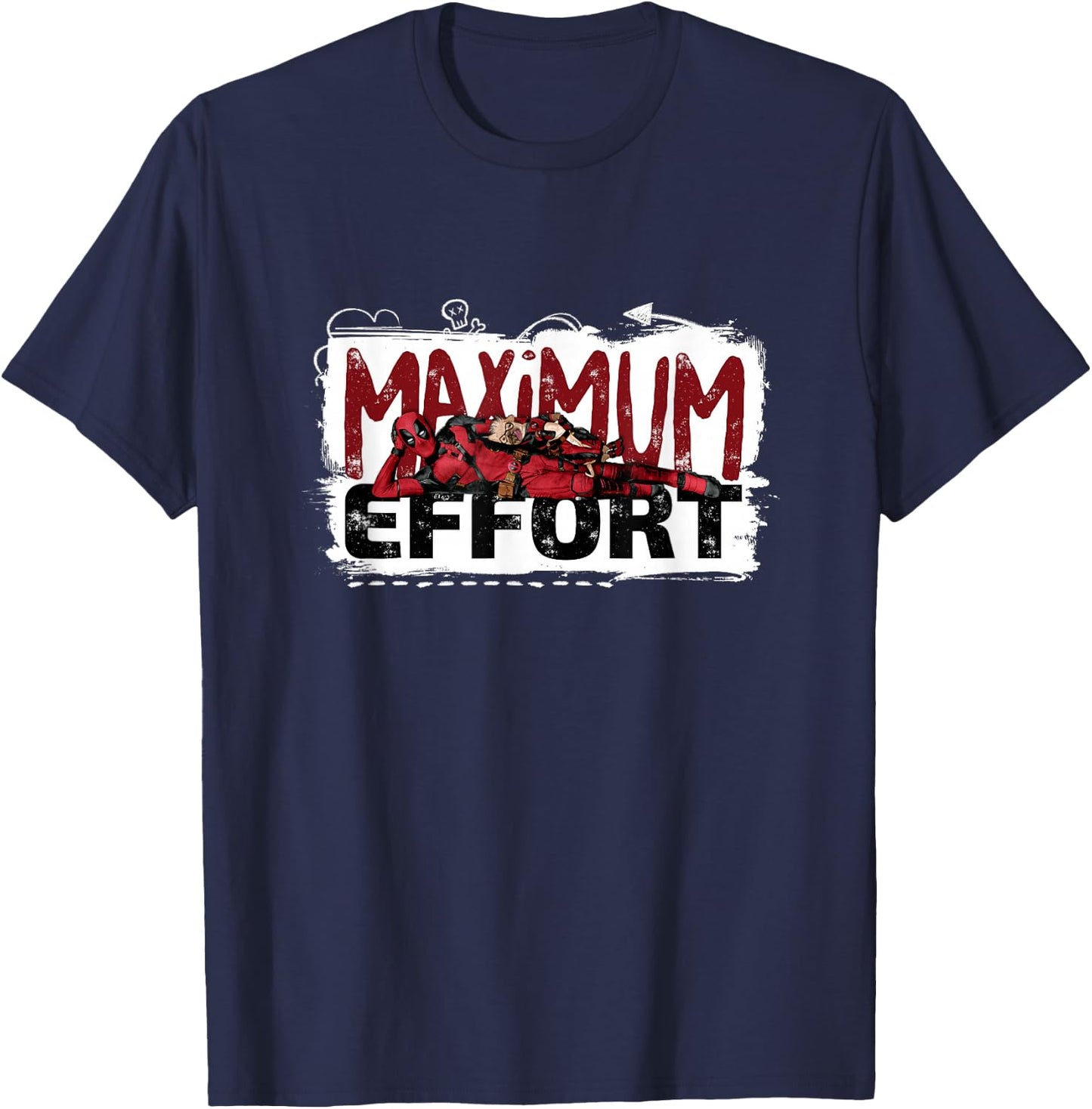 Marvel Deadpool & Wolverine Maximum Effort Split Logo T-Shirt - T-Shirt | Navy