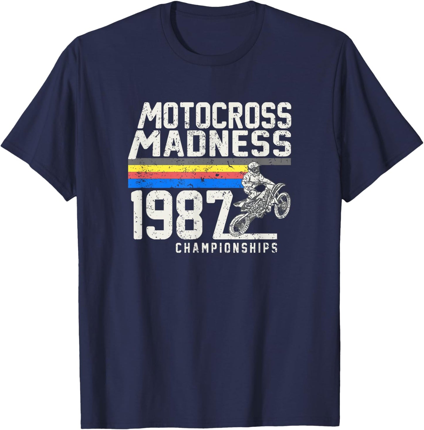 Vintage inspired Motocross Dirt bike race 1987 T-Shirt - T-Shirt | Navy