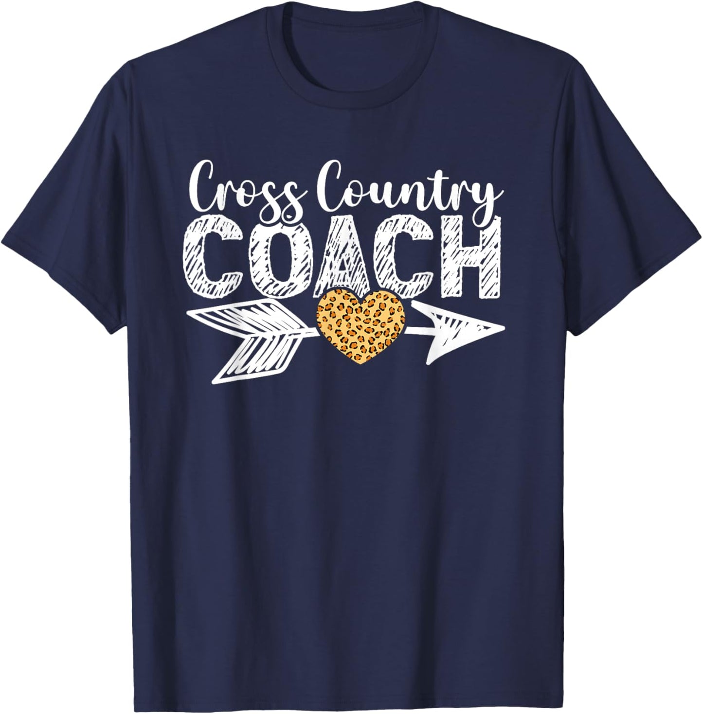 Proud Coach Cross Country XC Runner Coach Leopard Heart T-Shirt - T-Shirt | Navy