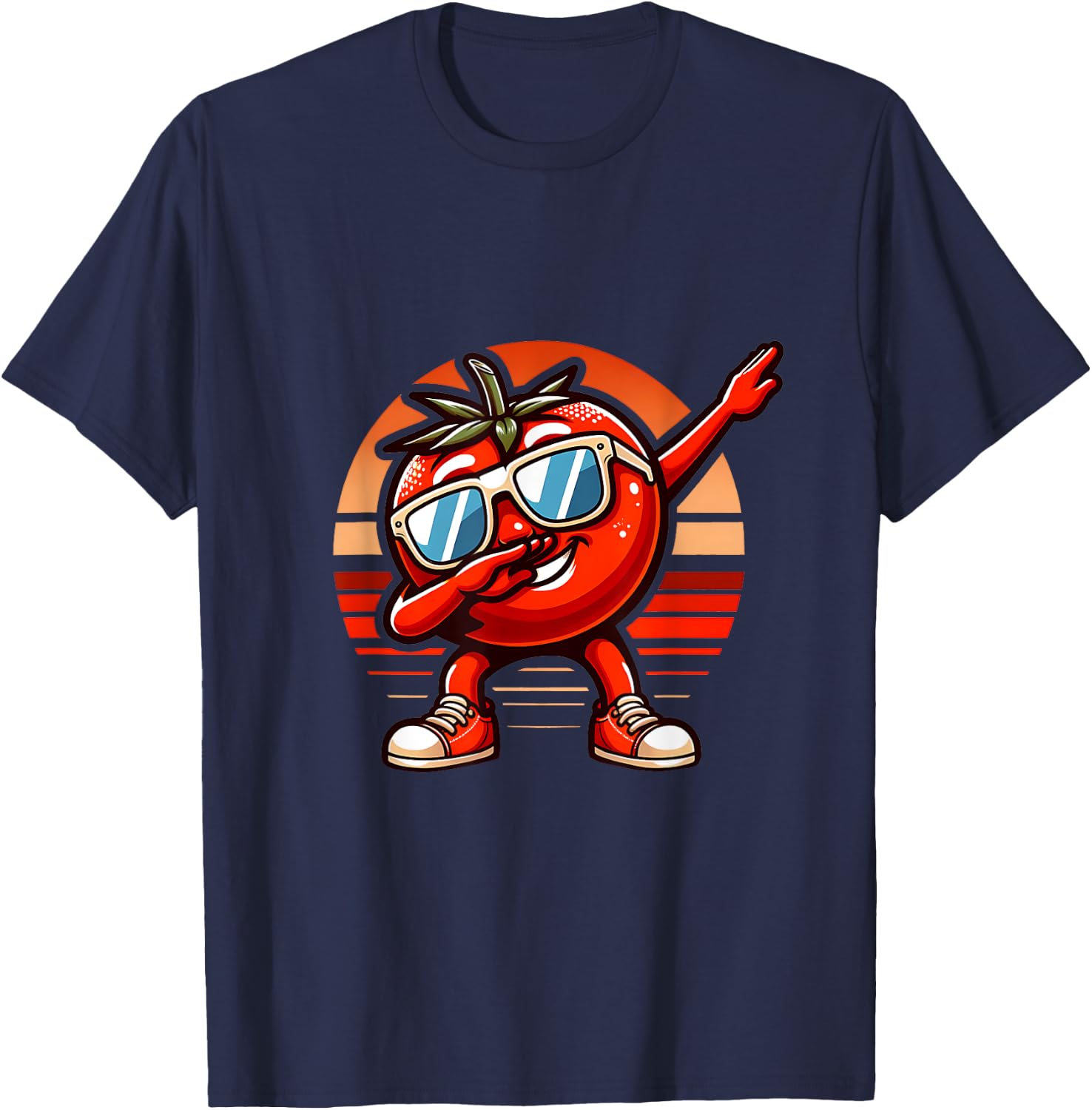 Dab Tomato Dancing Dabbing Retro Fruit T-Shirt - T-Shirt | Navy