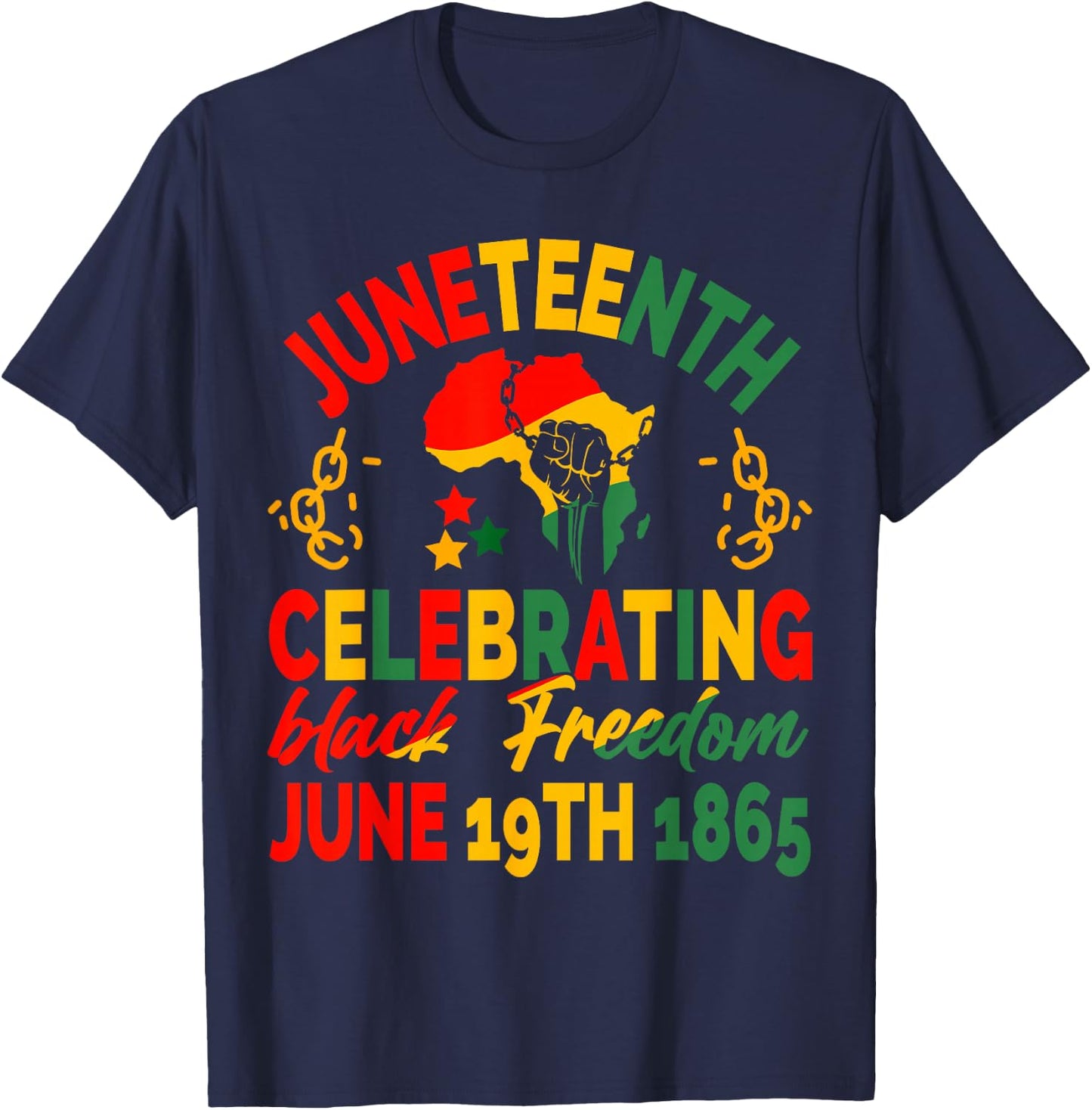 Juneteenth Celebrating Black Freedom 1865 Women Kids T-Shirt - T-Shirt | Navy