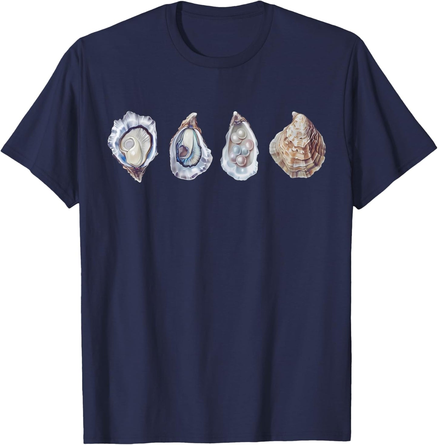 Oyster Seafood Shirt |Funny Oyster Pearl Seashell Girl Women T-Shirt - T-Shirt | Navy