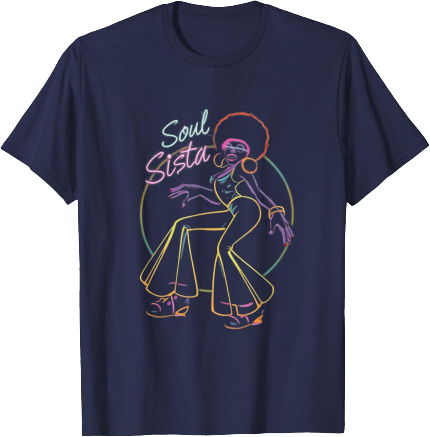 Artsy Funk Shirt Vintage 70s Costume Afro Soul Music T-Shirt - T-Shirt | Navy