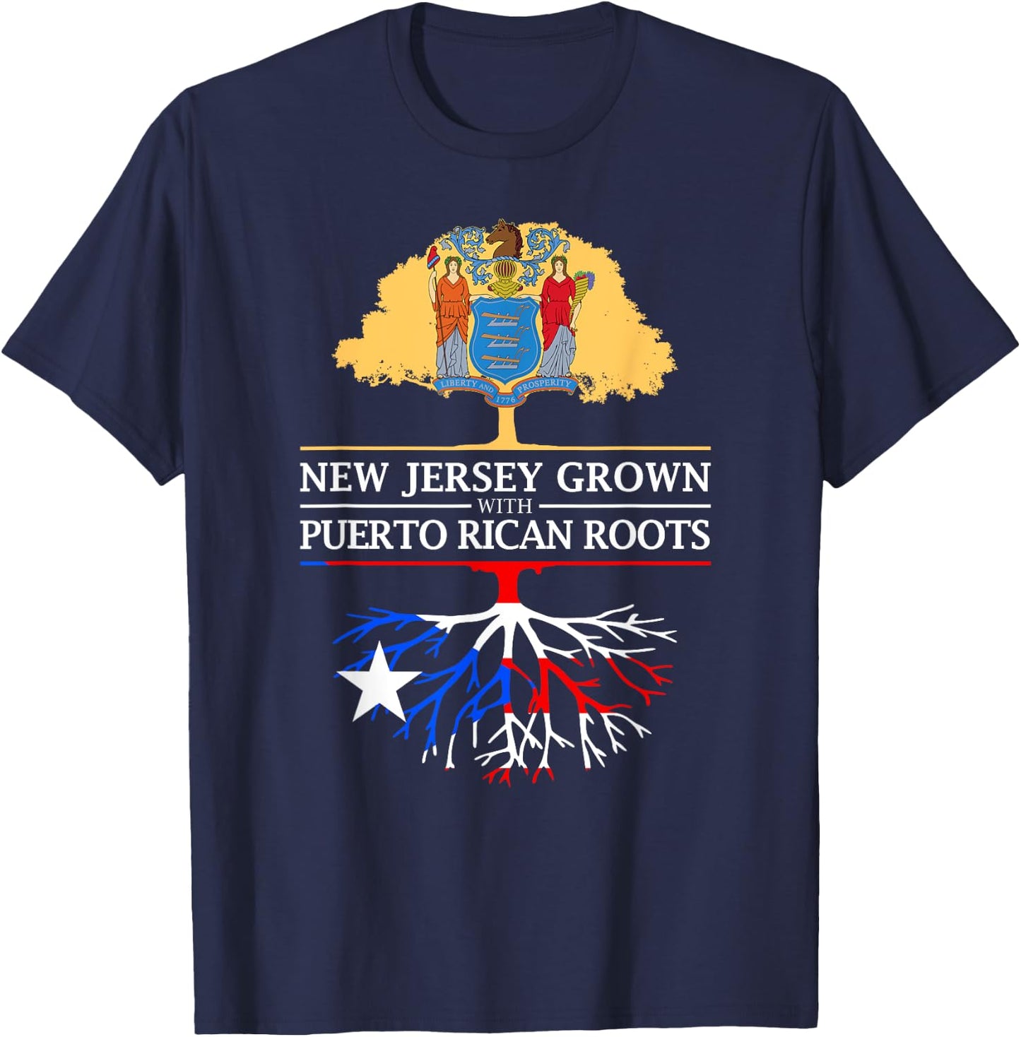 New Jersey Grown with Puerto Rican Roots T-Shirt - T-Shirt | Navy