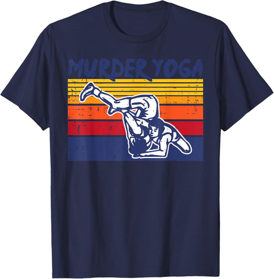 Wrestling Murder Yoga Retro Wrestler Jiu Jitsu Women Men Kid T-Shirt - T-Shirt | Navy