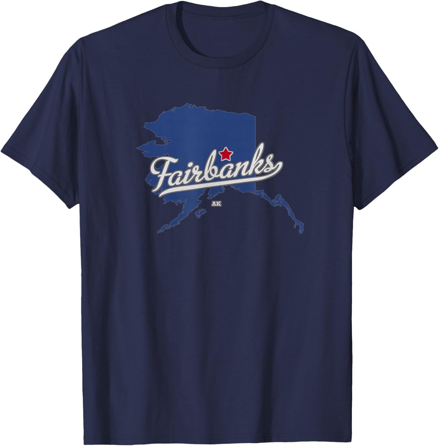 Fairbanks Alaska AK Map T-Shirt - T-Shirt | Navy