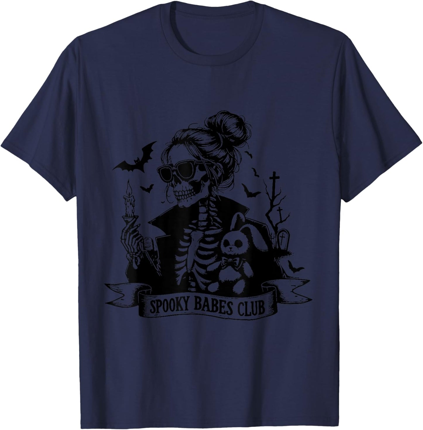 Spooky Babes Club , Snarky Funny Skeleton Halloween T-Shirt - T-Shirt | Navy