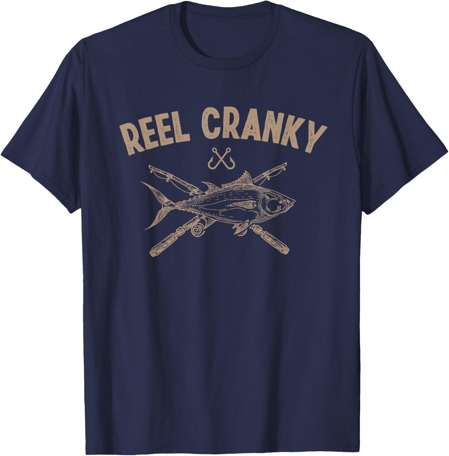 Reel Cranky Funny Fishing Fisherman T-Shirt - T-Shirt | Navy
