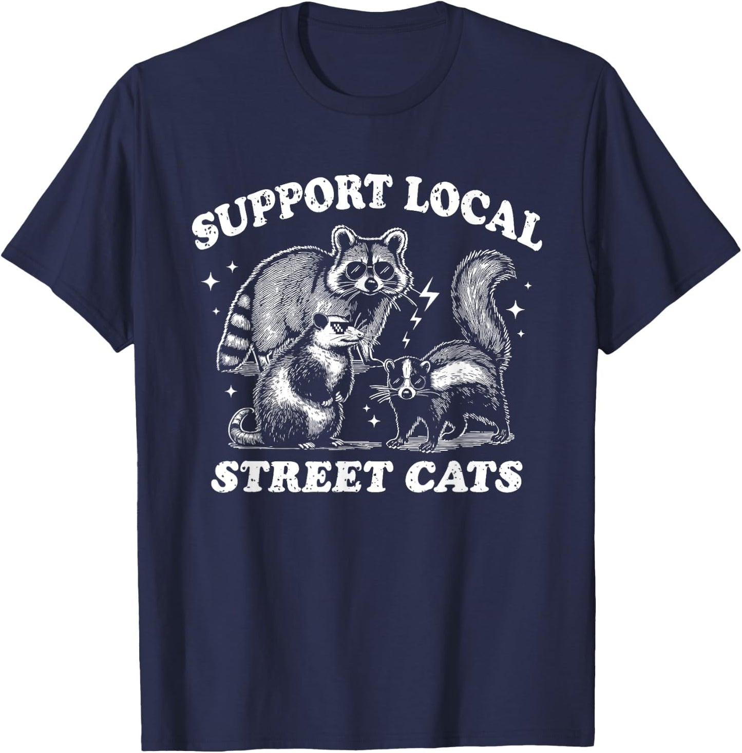 Support Local Street Cats Nocturnal Animal T-Shirt - T-Shirt | Navy
