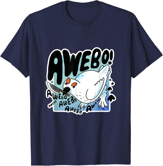 Awebo Ptarmigan Arctic Cute Bird Internet Meme Funny Chicken T-Shirt - T-Shirt | Navy