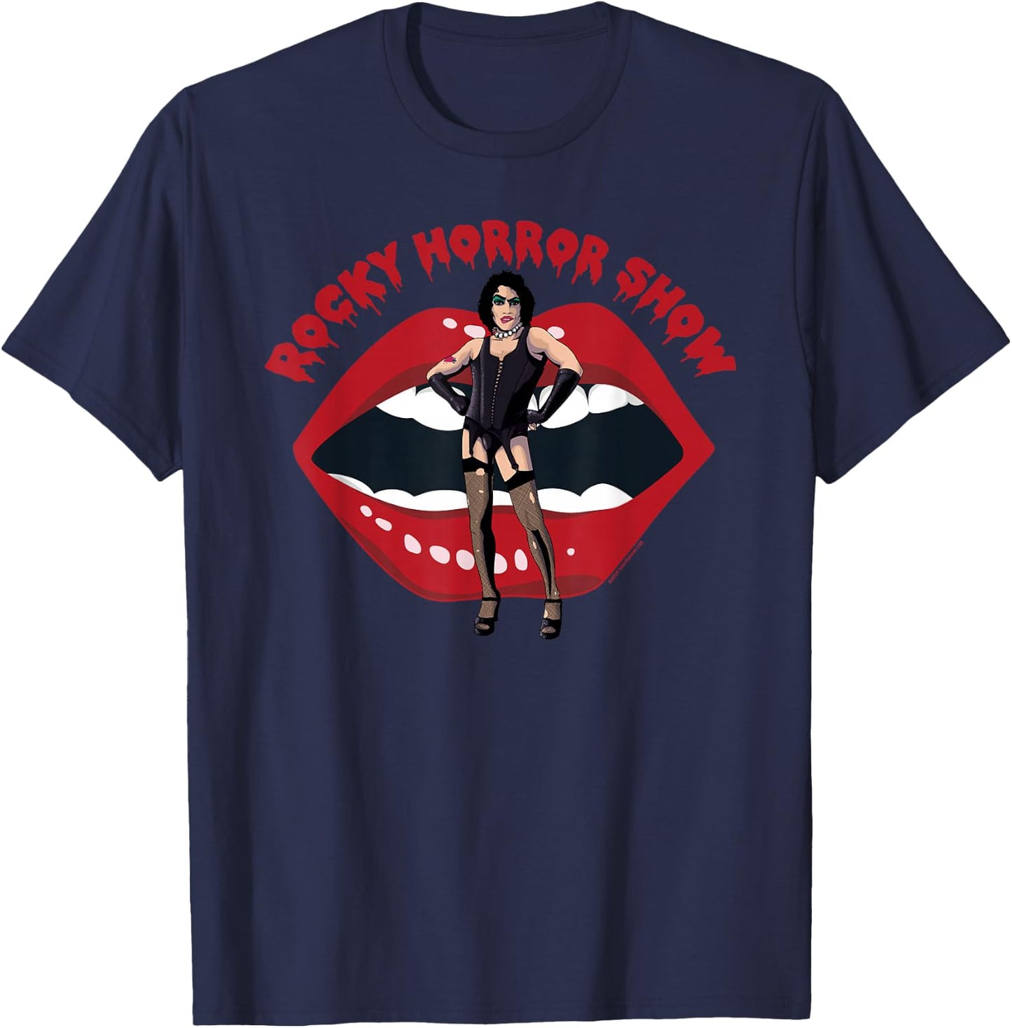 Rocky Horror Show Dr Frank N Furter Mouth Logo T-Shirt - T-Shirt | Navy