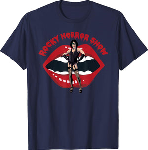 Rocky Horror Show Dr Frank N Furter Mouth Logo T-Shirt - T-Shirt | Navy
