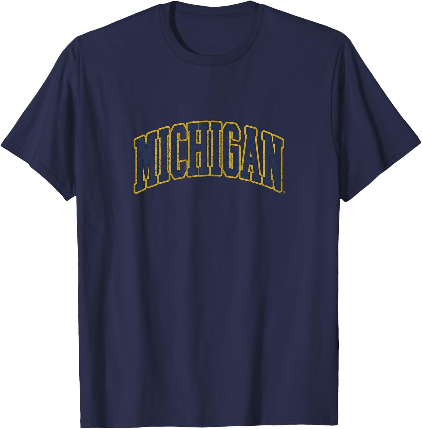 University of Michigan Wolverines U of M Distressed School T-Shirt - T-Shirt | Navy