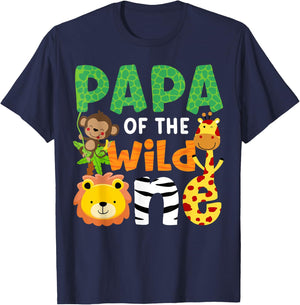 Papa of the Wild One Zoo Theme Bday Safari Jungle Animals T-Shirt - T-Shirt | Navy
