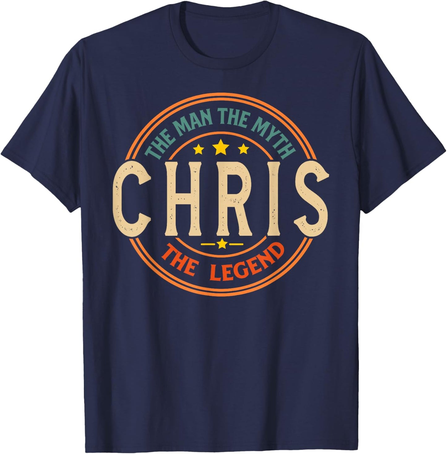 CHRIS The Man The Myth The Legend Vintage Personalized T-Shirt - T-Shirt | Navy