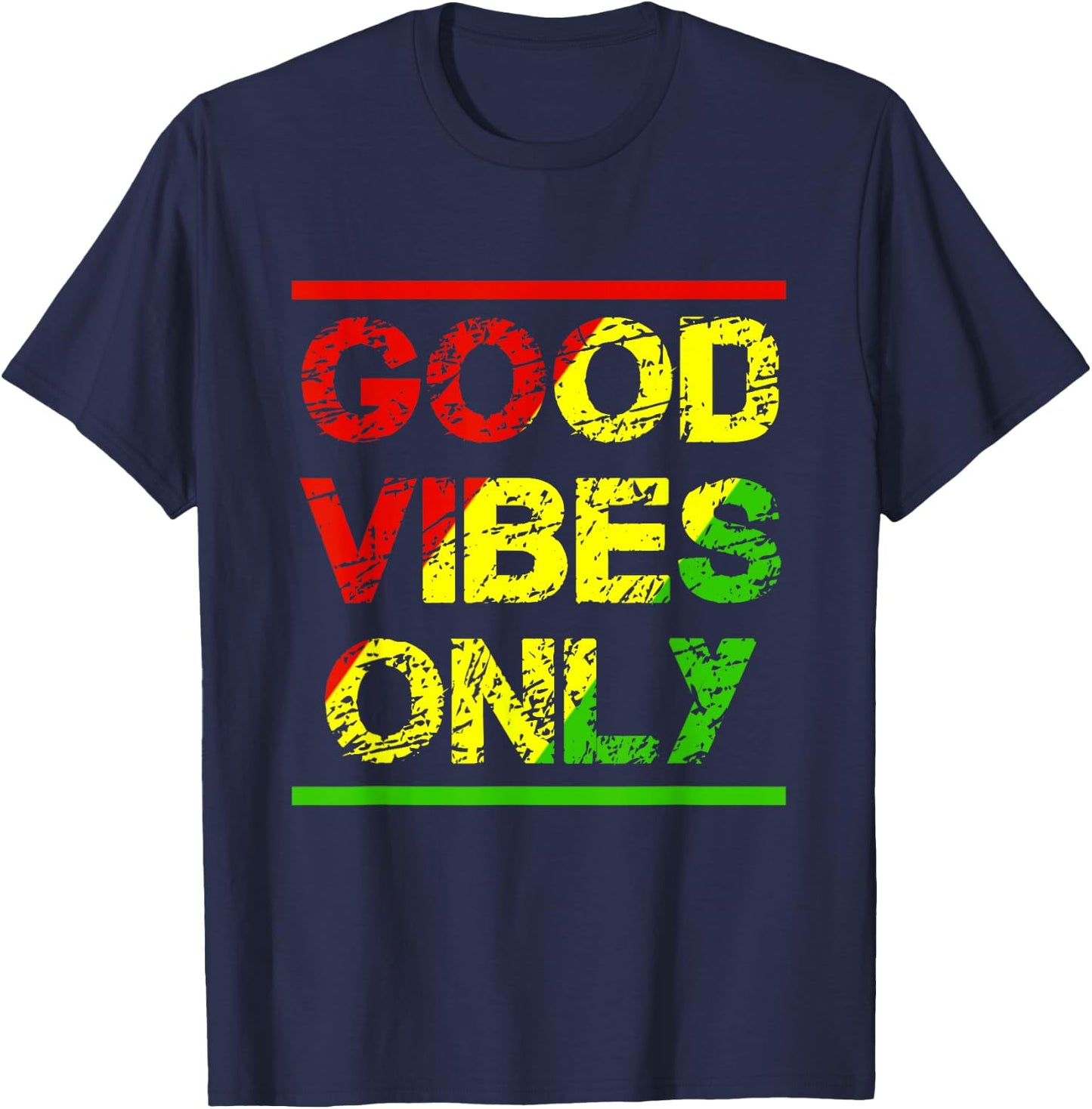 Reggae Music Jamaica Lover Reggae Good Vibes Only Rasta Design T-Shirt - T-Shirt | Navy