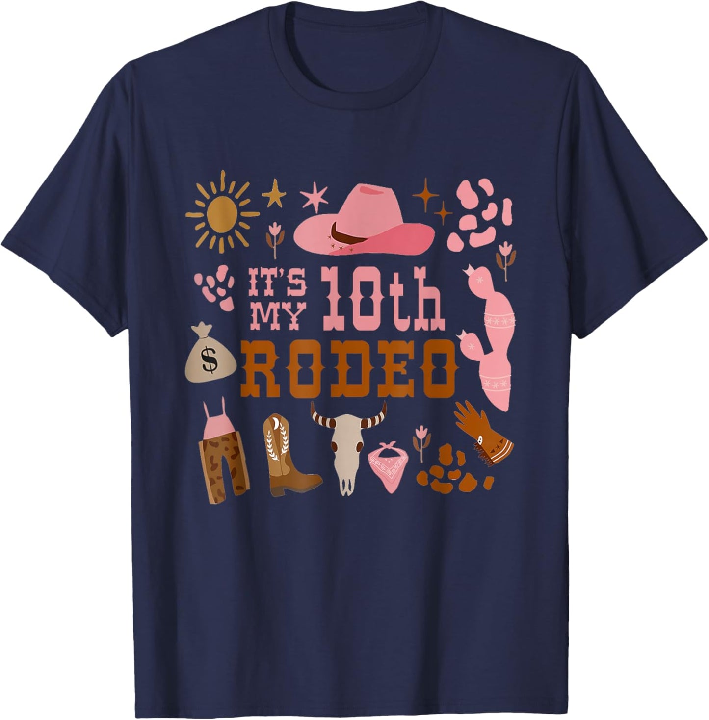 It's My 10 Year Old Shirt 10th Birthday Rodeo Cowgirl T-Shirt - T-Shirt | Navy