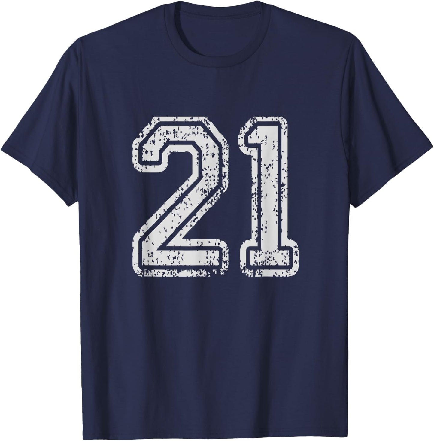 Team Jersey Uniforms Number 21 School Sports 20th Birthday T-Shirt - T-Shirt | Navy