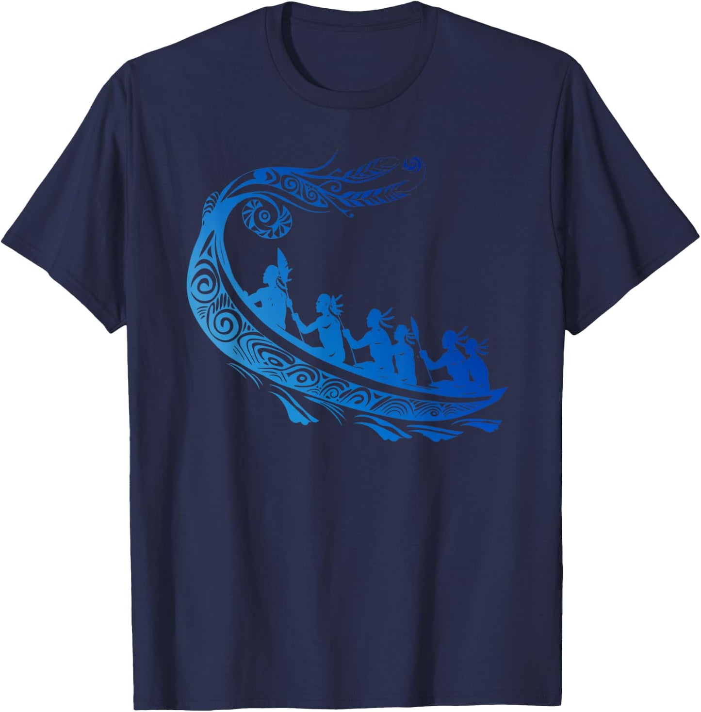 Tribal Hawaiian Outrigger Canoe Shirt - Hawaiian Tribal T-Shirt - T-Shirt | Navy