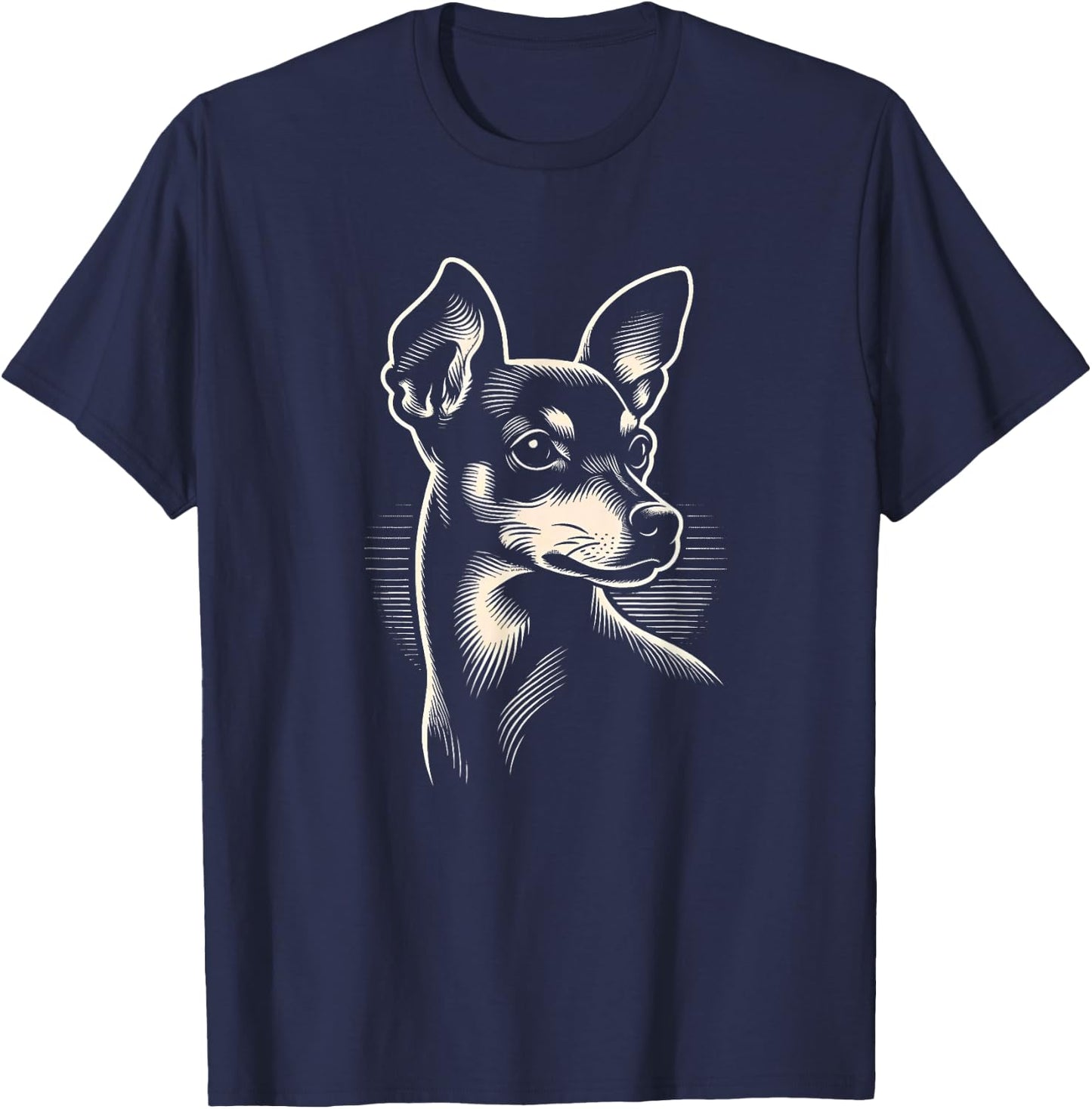 Miniature Pinscher Dog Face Art Design and T-Shirt - T-Shirt | Navy