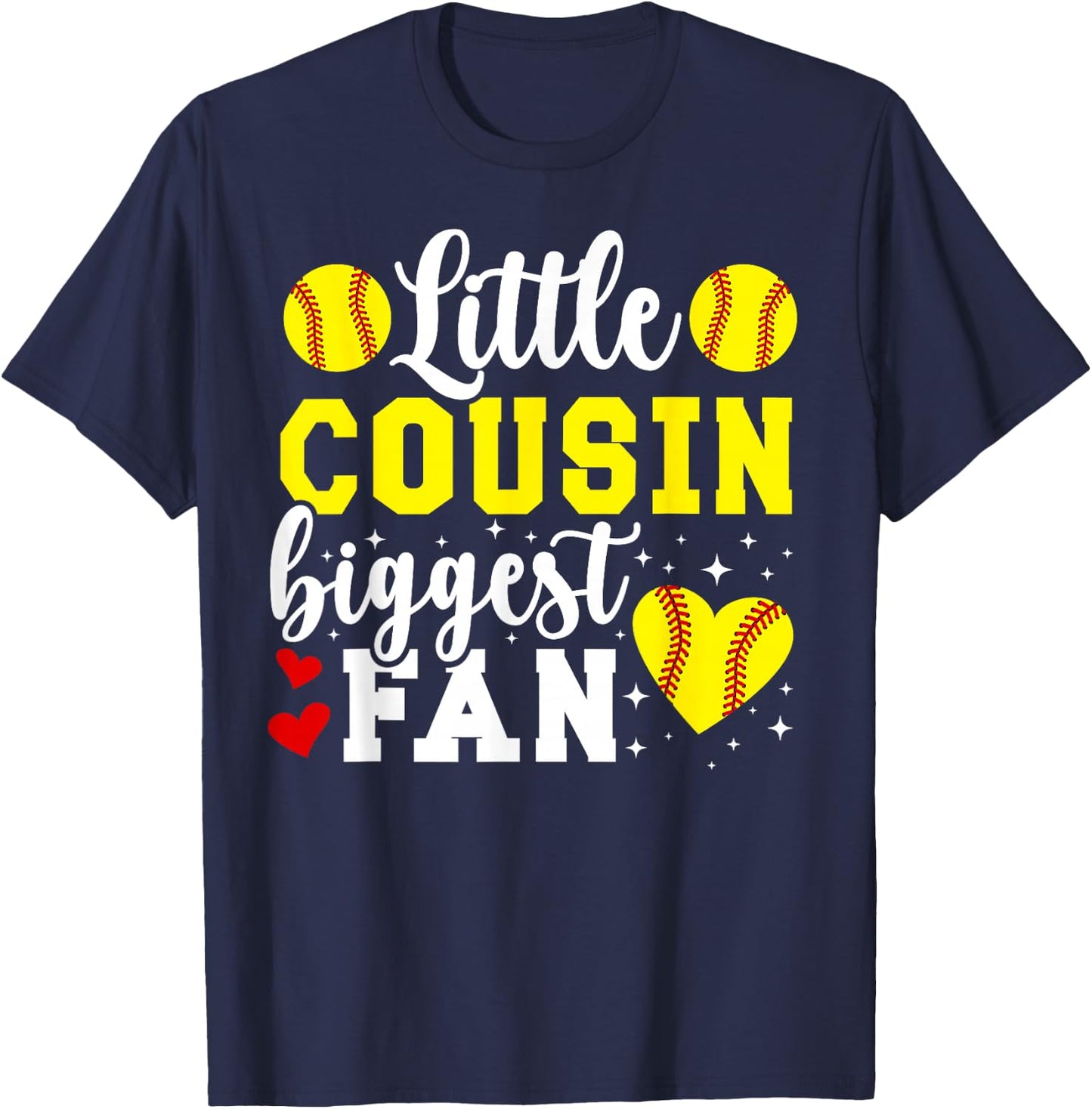 Little Cousin Softball Cousin Of A Softball Player Cousin T-Shirt - T-Shirt | Navy