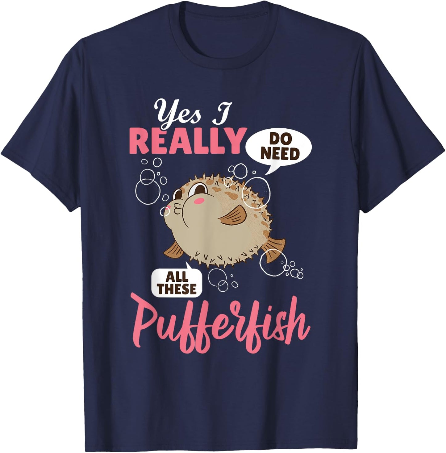 Pufferfish Animals Funny Fish Cute Balloonfish T-Shirt - T-Shirt | Navy