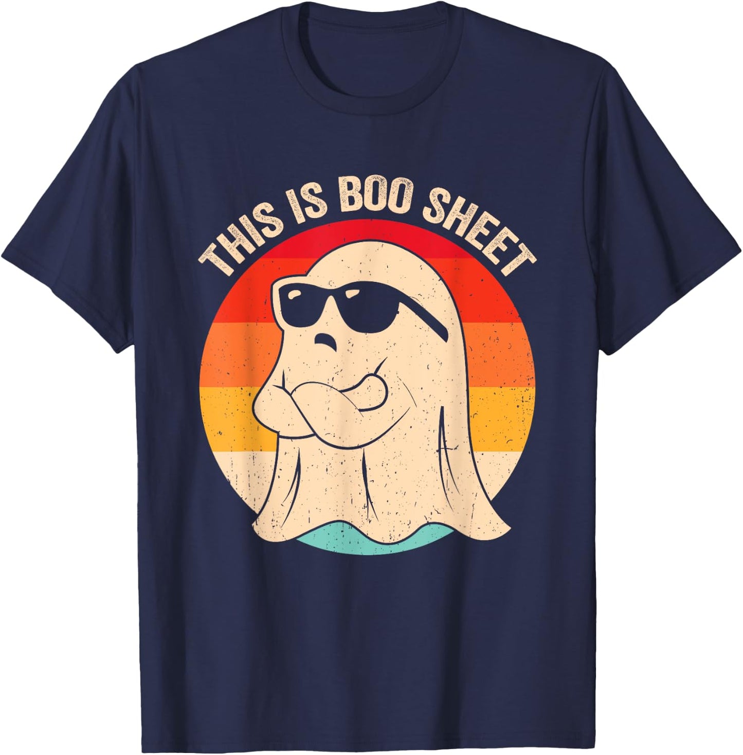 This Is Boo Sheet Ghost Retro Halloween Costume Men Women T-Shirt - T-Shirt | Navy