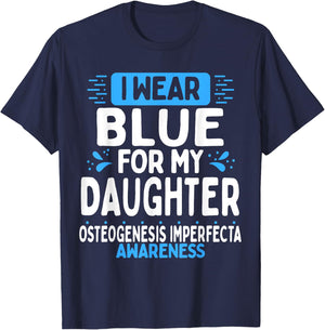 Daughter Osteogenesis Imperfecta Awareness Blue Ribbon T-Shirt - T-Shirt | Navy