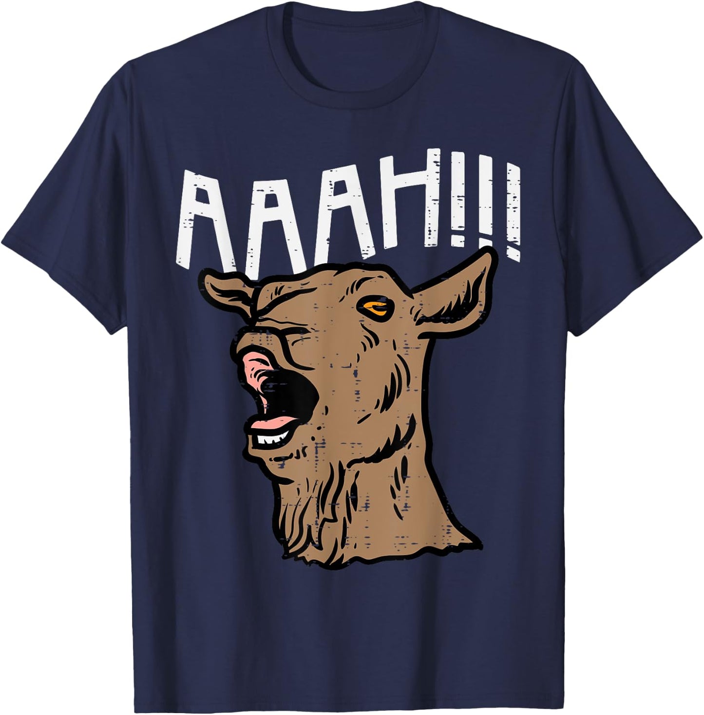 Goat Aaah Bleating Scream Animal Lover Farmer Men Women Kids T-Shirt - T-Shirt | Navy