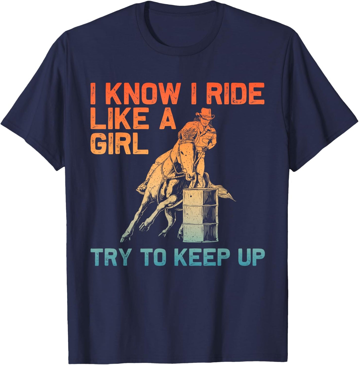 Barrel Racing Design Girls Cowgirl Barrel Racing T-Shirt - T-Shirt | Navy