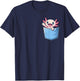 Axolotl Pocket Animal Surprise Pocket-Sized Wonder T-Shirt - T-Shirt | Navy
