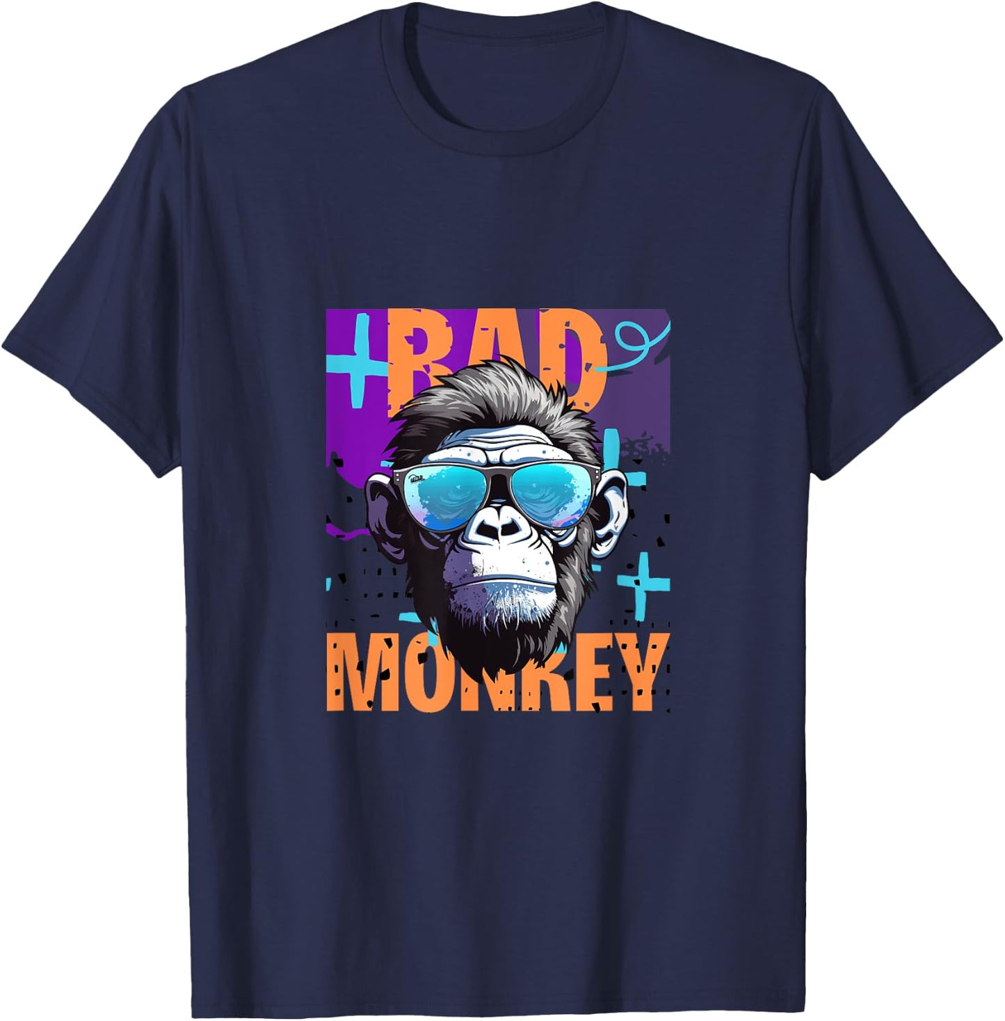 Jon De Voui Bad Monkey - -Adults, Kids - Black - Small - Short Sleeve T-Shirt - T-Shirt | Navy