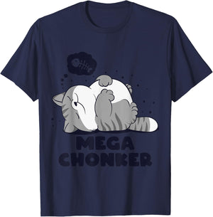 Mega chonker Lazy chonk Cat Funny meme design Women Girls Kids T-Shirt - T-Shirt | Navy