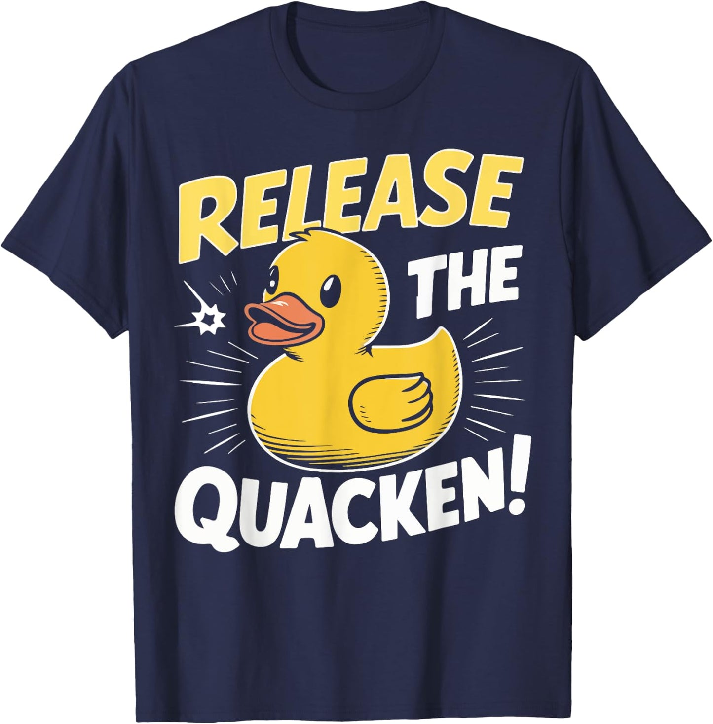 Release the Quacken Rubber Duck , Small, Black T-Shirt - T-Shirt | Navy
