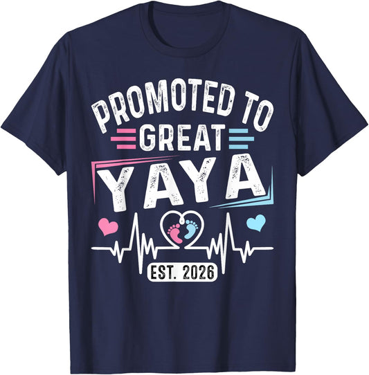 Promoted to Great Yaya Est. 2026 Soon to Be Yaya T-Shirt - T-Shirt | Navy