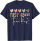 First Grade Teacher Shirt Cute Heart Leopard Back to School Women Kids T-Shirt - T-Shirt | Navy