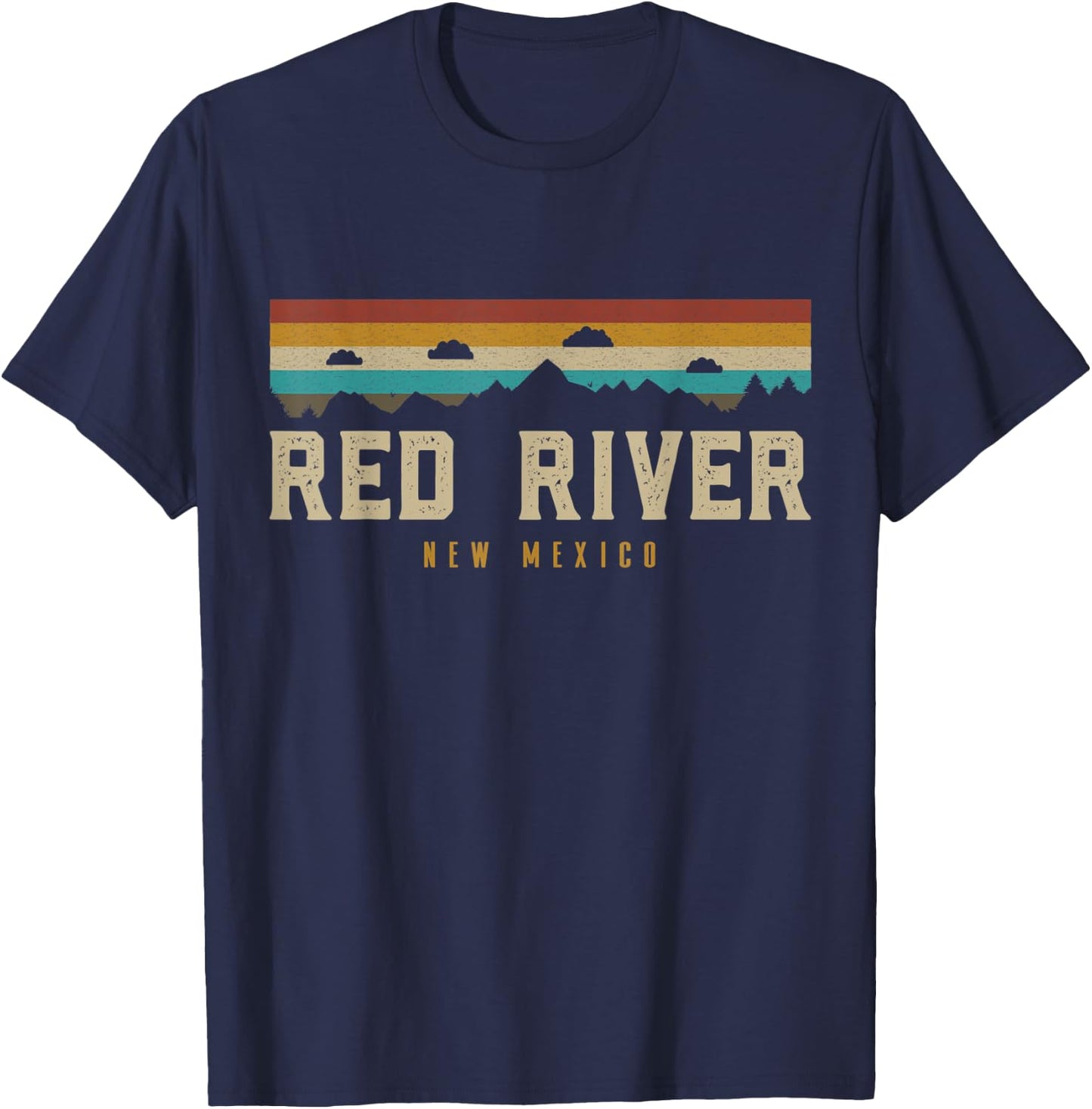Red River Vintage Mountains Hiking Camping New Mexico Retro T-Shirt - T-Shirt | Navy