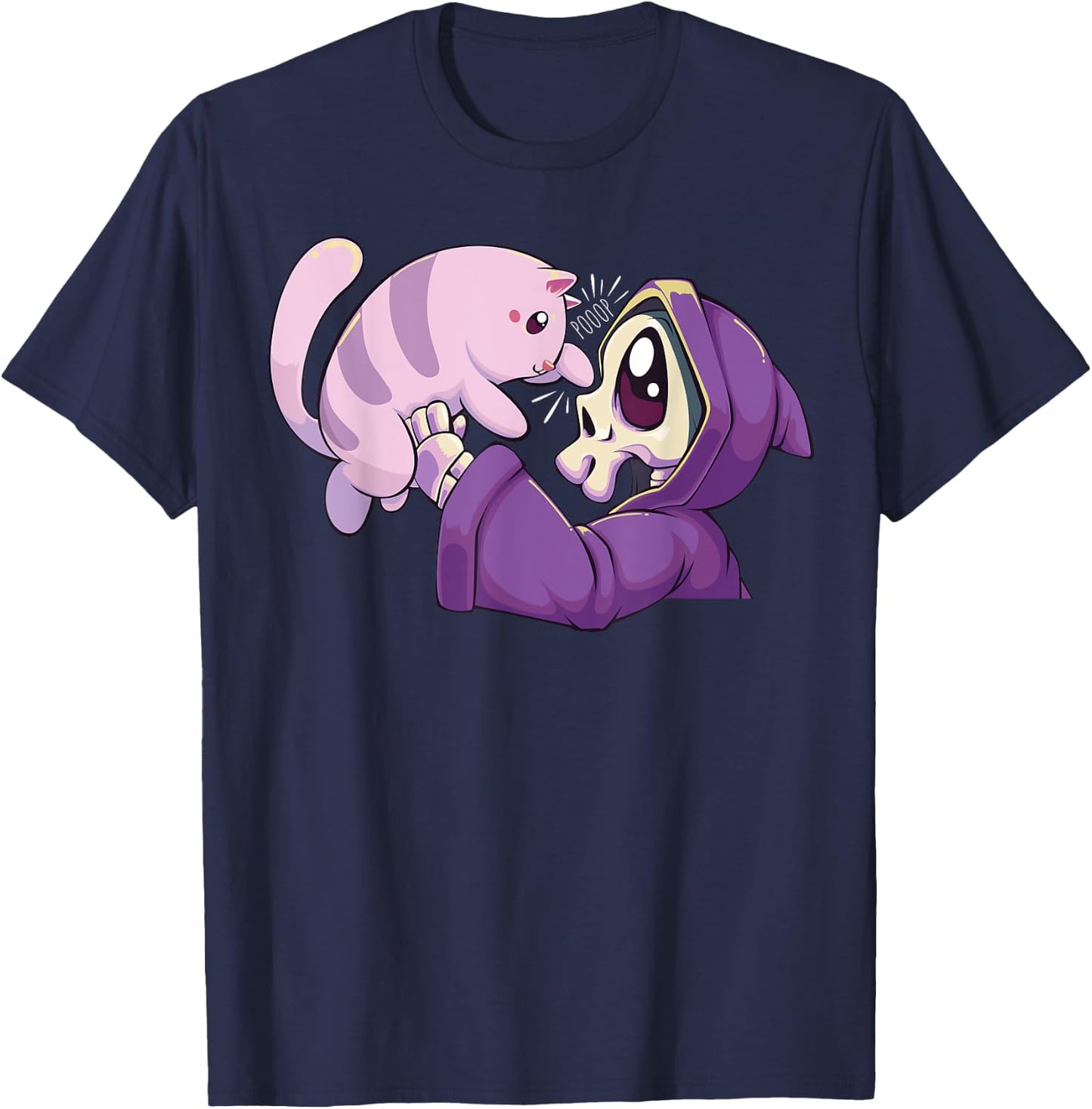 Pastel Goth Kawaii Reaper and Cat Women T-Shirt - T-Shirt | Navy
