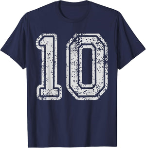 Team Jersey Uniforms Number 10 Ten School Sports Birthdays T-Shirt - T-Shirt | Navy