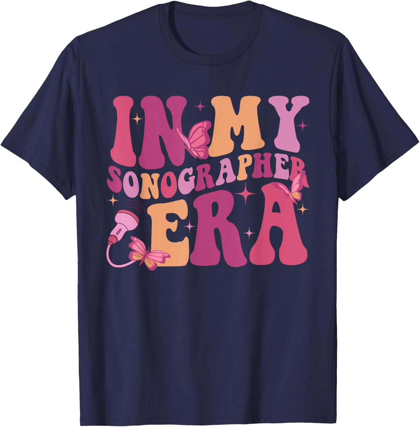 In My Sonographer Era Funny Retro Ultrasound Technologist T-Shirt - T-Shirt | Navy