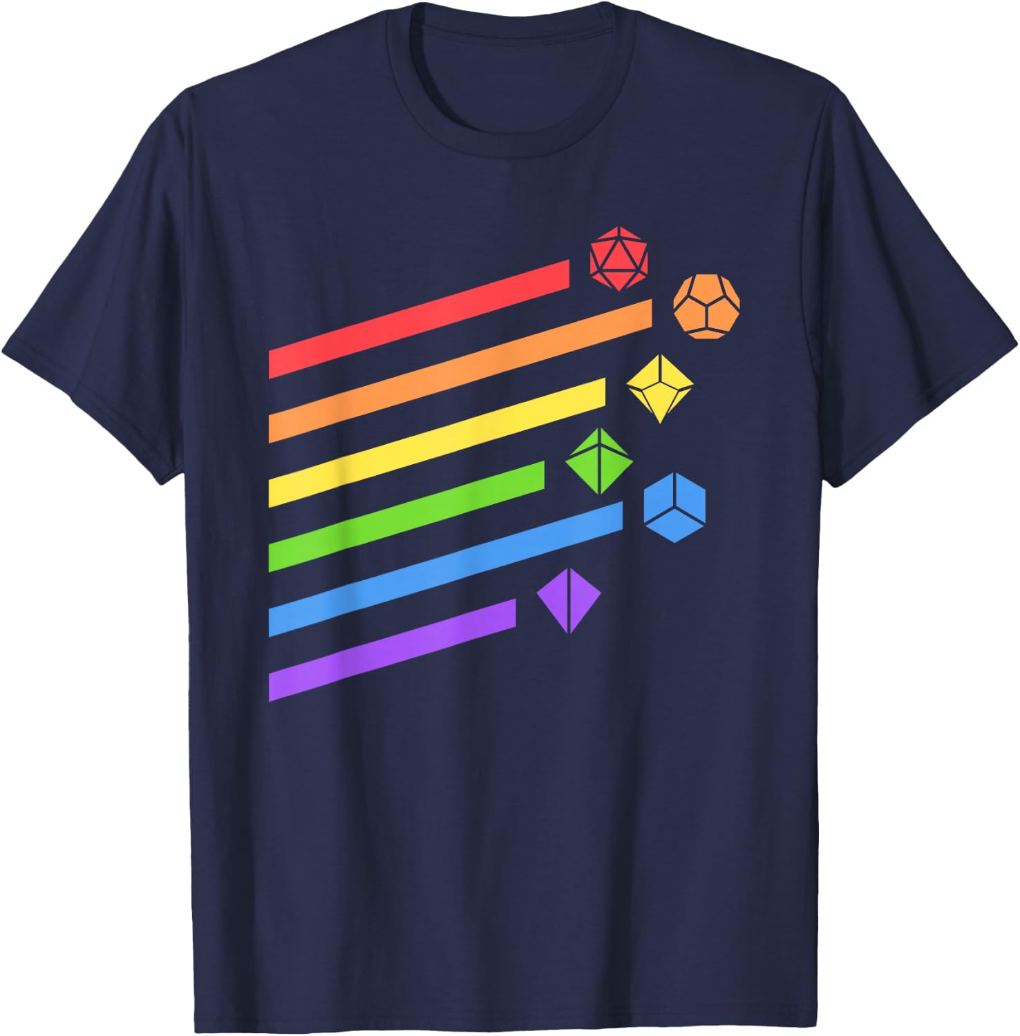 Minimalist Polyhedral Dice Set Colors D20 Collector T-Shirt - T-Shirt | Navy